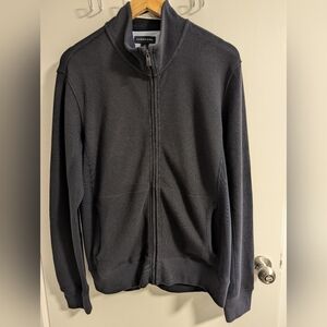 Lands' End Men's Charcoal Zip-Up Sweater